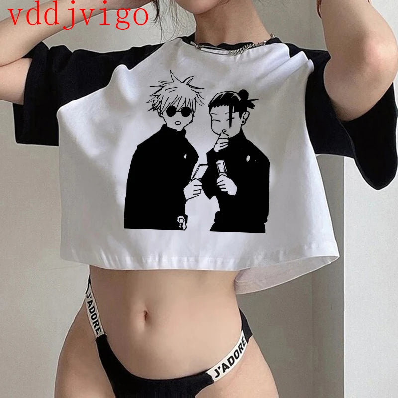 Jujutsu Kaisen Crop Top – Gojo Satoru & Itadori Gothic Tee