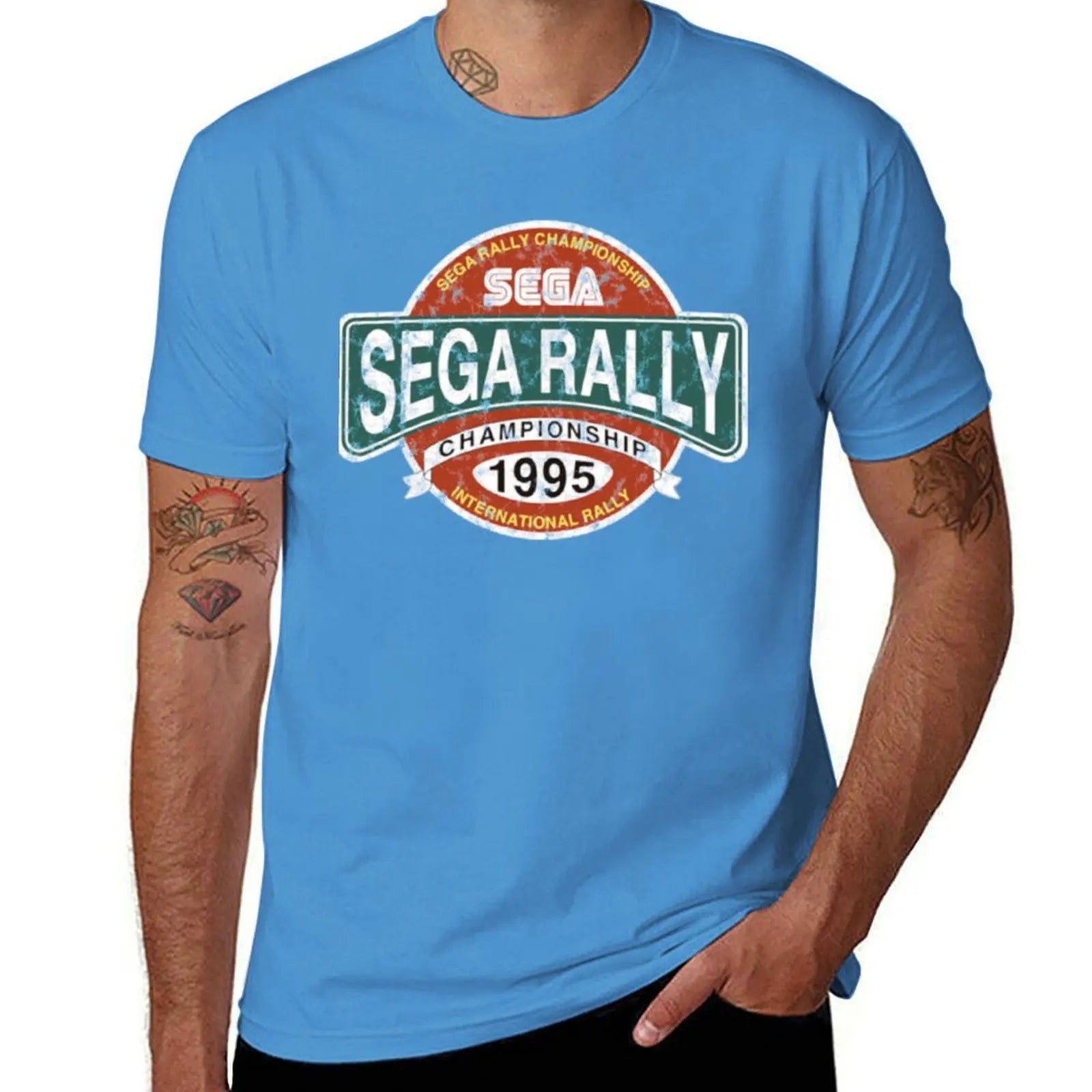 Sega Rally — Championship Distressed Logo Tee - Neon Districts