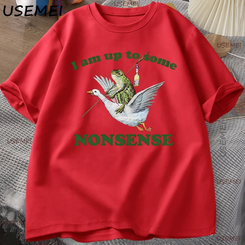 Up to Some Nonsense — Frog Meme Streetwear Graphic Tee - Neon Districts