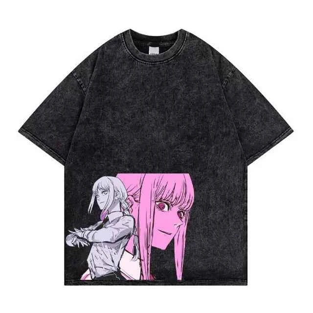 Chainsaw Man Retro Washed Hip-Hop Tee