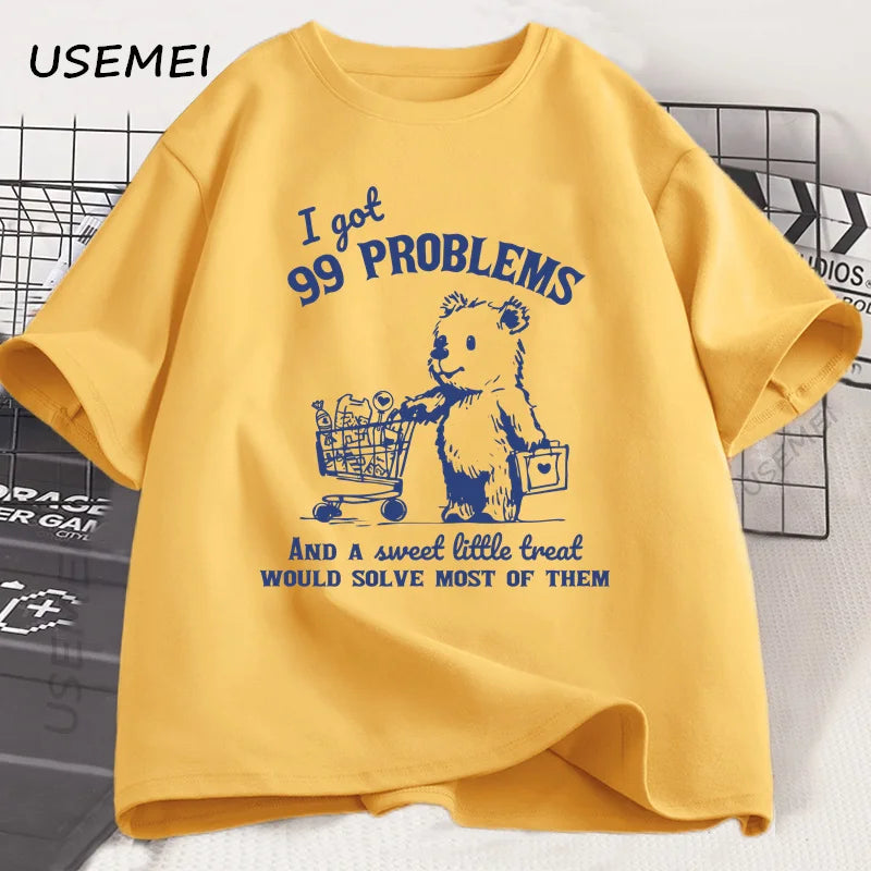 99 Problems — Cute Little Bear Meme Graphic Tee - Neon Districts