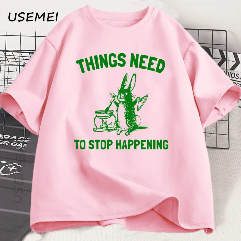 Things Need to Stop — Trending Rabbit Meme Graphic Tee - Neon Districts