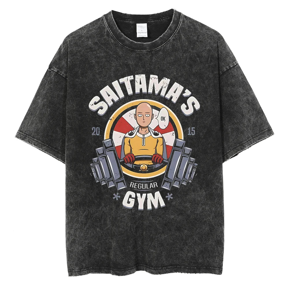 One Punch Man — Saitama Gym Washed Oversized Tee