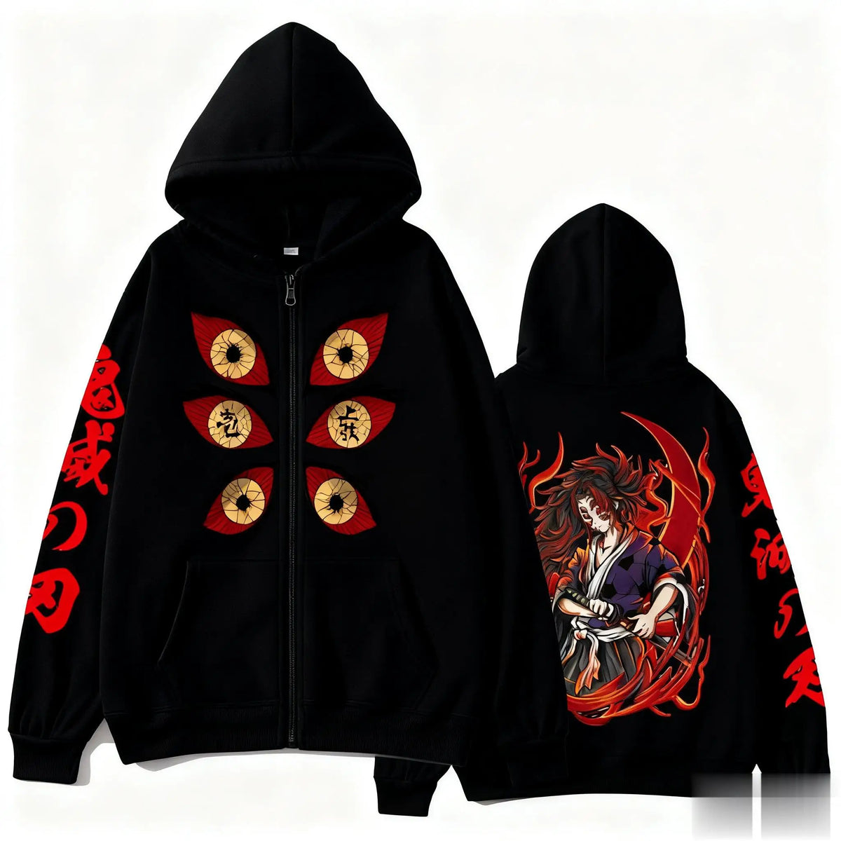 Demon Slayer Kokushibo Zip Hoodie - Neon Districts