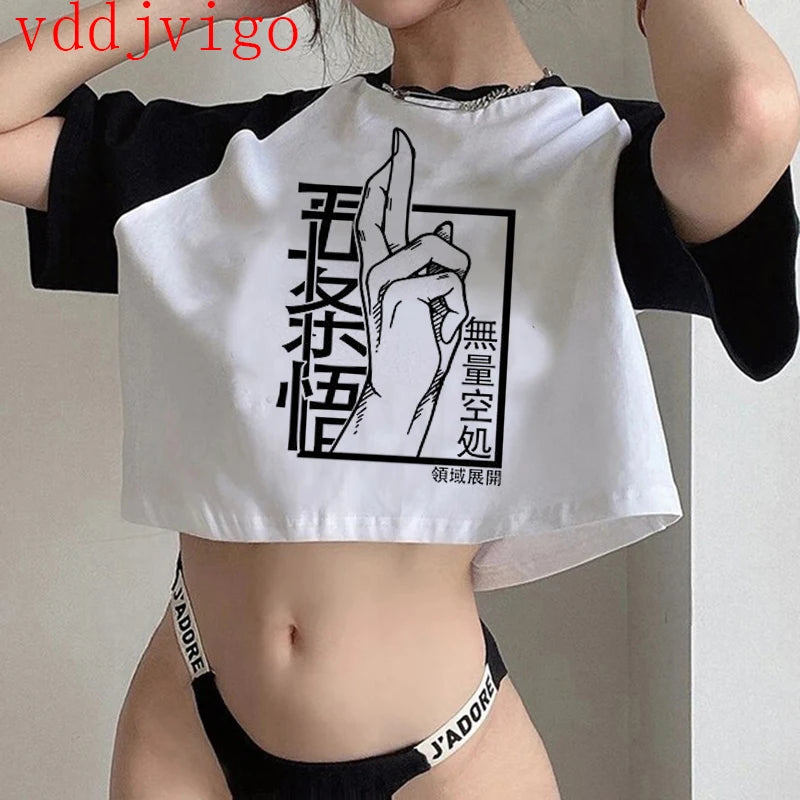 Jujutsu Kaisen Gothic Crop Top – Gojo Satoru Cropped Tee
