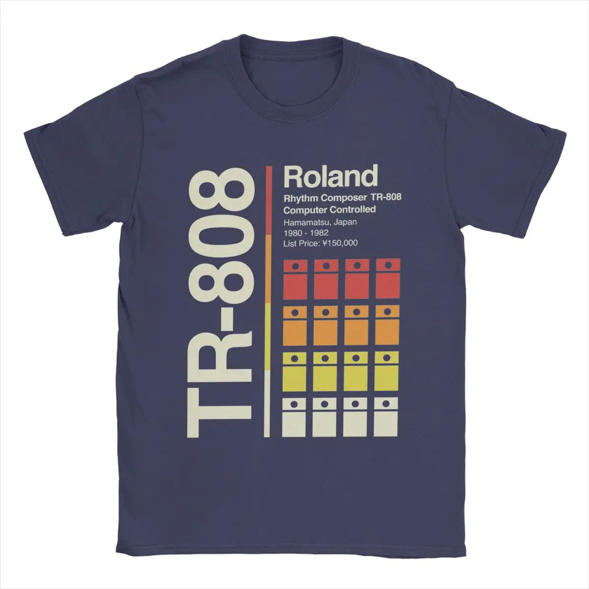 Roland TR-808 — Vertical Drum Machine Graphic Tee - Neon Districts