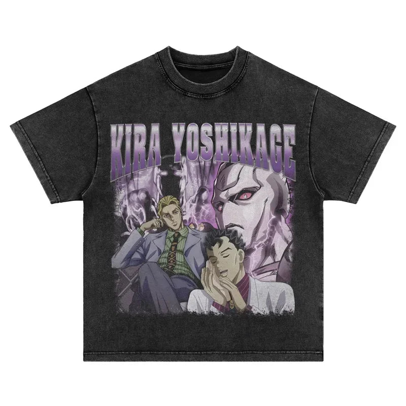 JoJo Steel Ball Run — Gyro Zeppeli Vintage Washed Streetwear Tee - Neon Districts