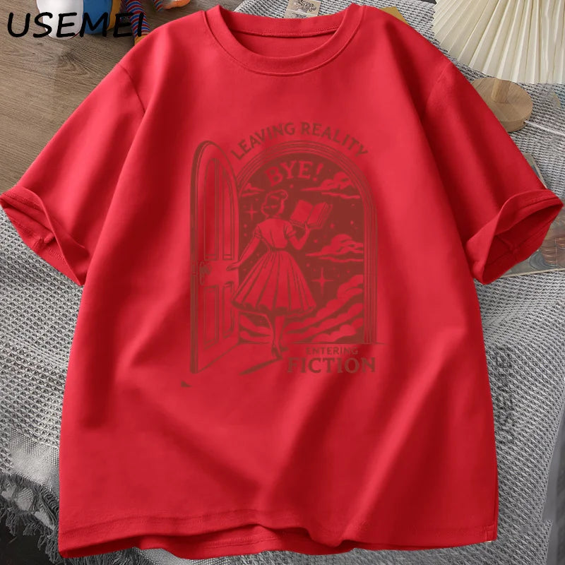 Leaving Reality, Entering Fiction — Bookish Vintage Graphic Tee - Neon Districts