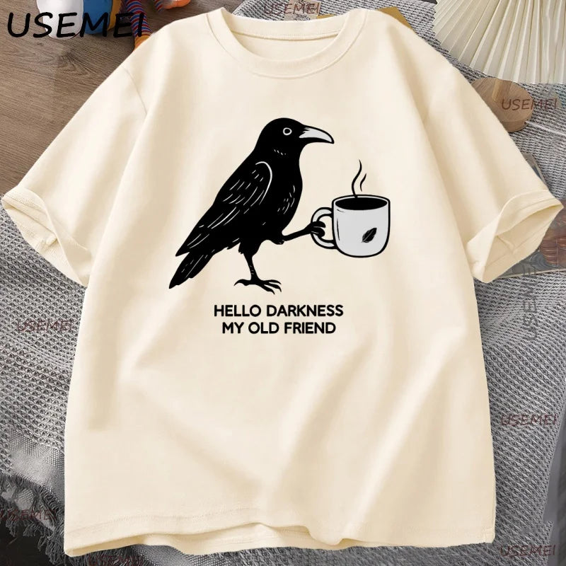 Crow & Coffee — Vintage Halloween Fall Crew Neck Graphic Tee - Neon Districts