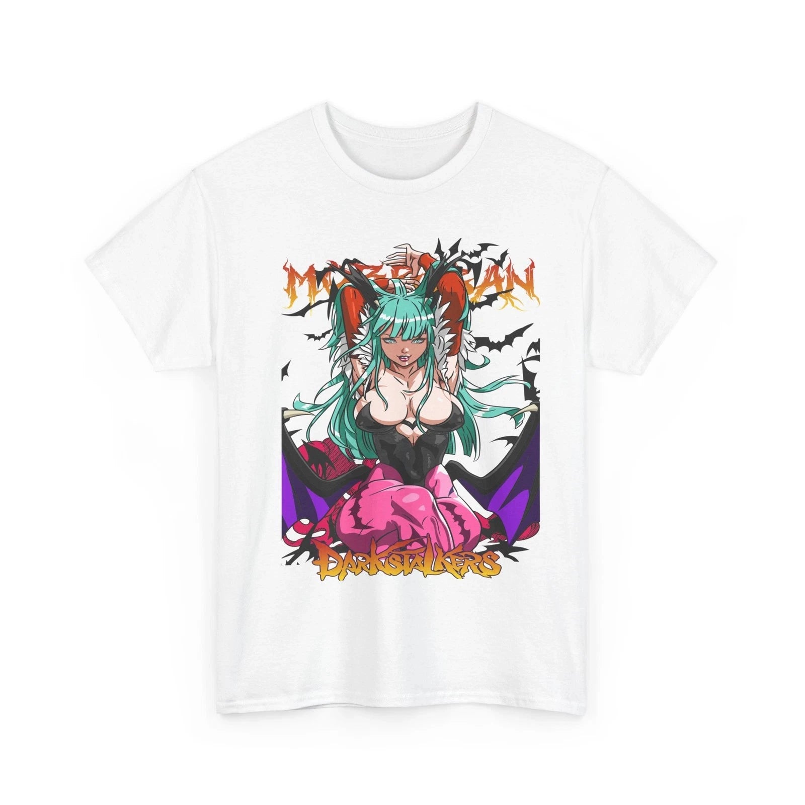 Darkstalkers Morrigan Aensland Tee – Classic Anime Graphic Shirt