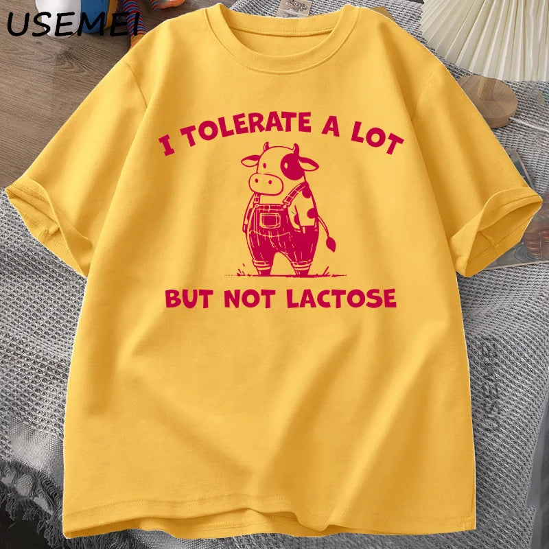 Lactose Intolerant — Cute Cow Y2K Humor Meme Graphic Tee - Neon Districts
