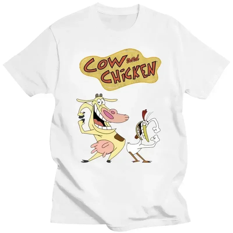 Cow and Chicken — David Feiss Y2K Vintage Cartoon Graphic Tee - Neon Districts