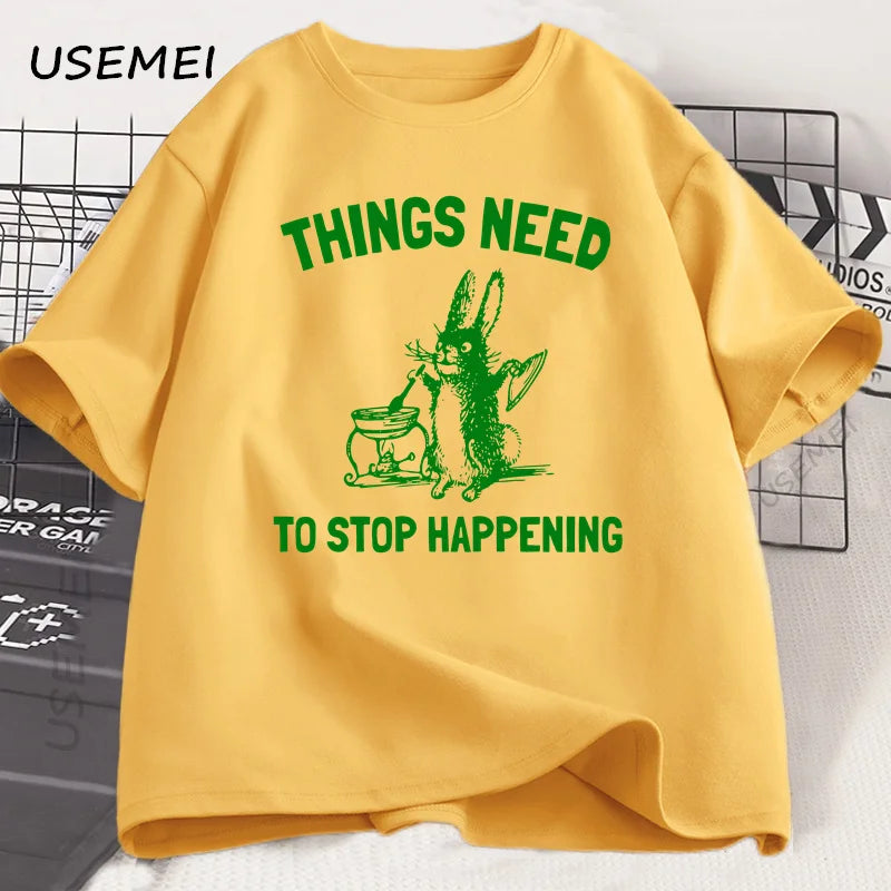 Things Need to Stop — Trending Rabbit Meme Graphic Tee - Neon Districts