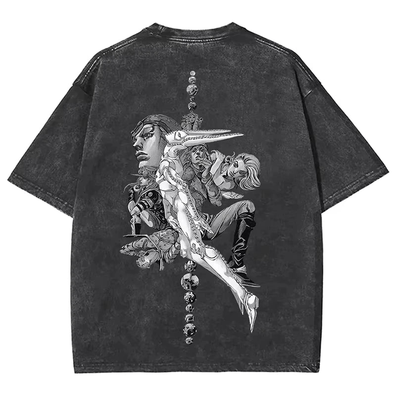 Gyro Zeppeli — JoJo Vintage Washed Oversized Anime Streetwear Tee - Neon Districts