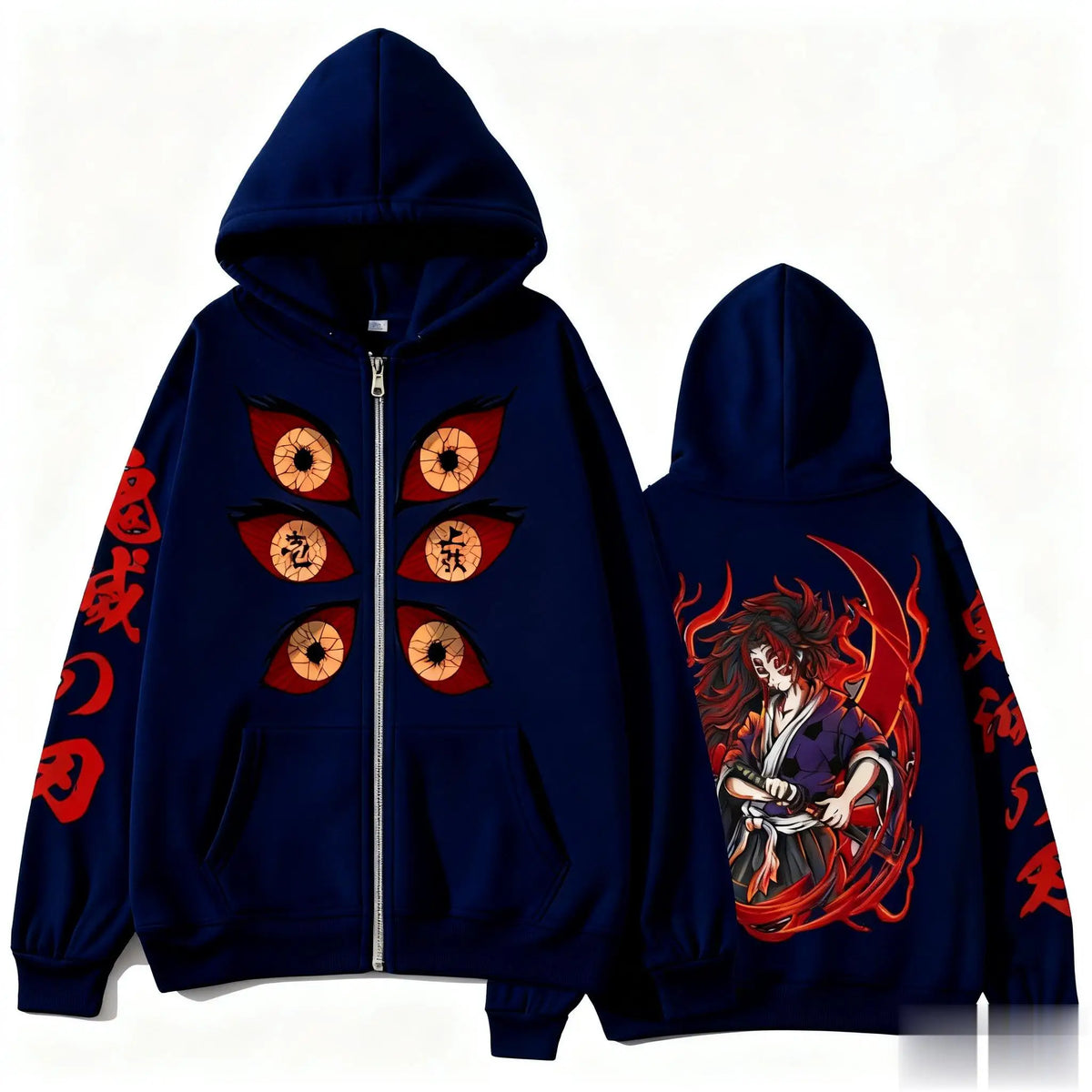Demon Slayer Kokushibo Zip Hoodie - Neon Districts