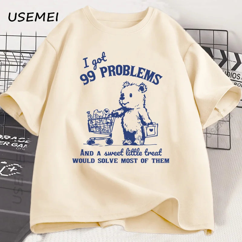 99 Problems — Cute Little Bear Meme Graphic Tee - Neon Districts