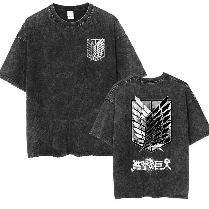 Attack on Titan Vintage Washed Tee – Oversized Streetwear