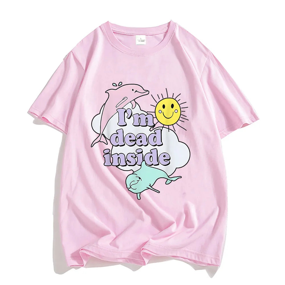 I'm Dead Inside — Dolphin Meme Trendy Graphic Tee - Neon Districts