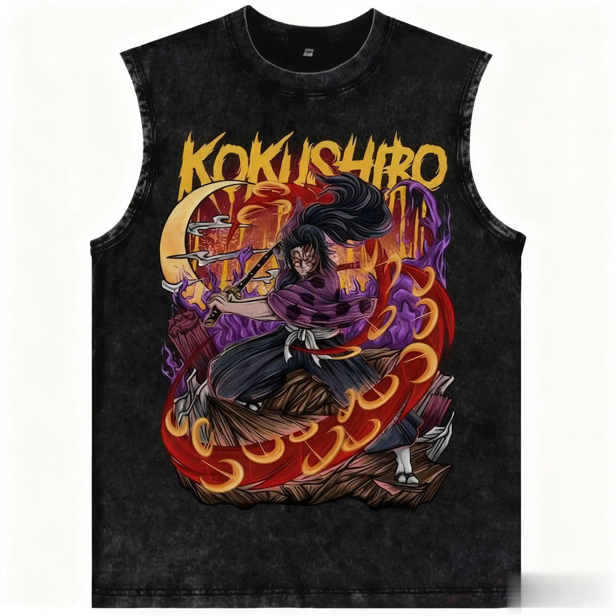 Demon Slayer — Harajuku Vintage Washed Tank Top - Neon Districts