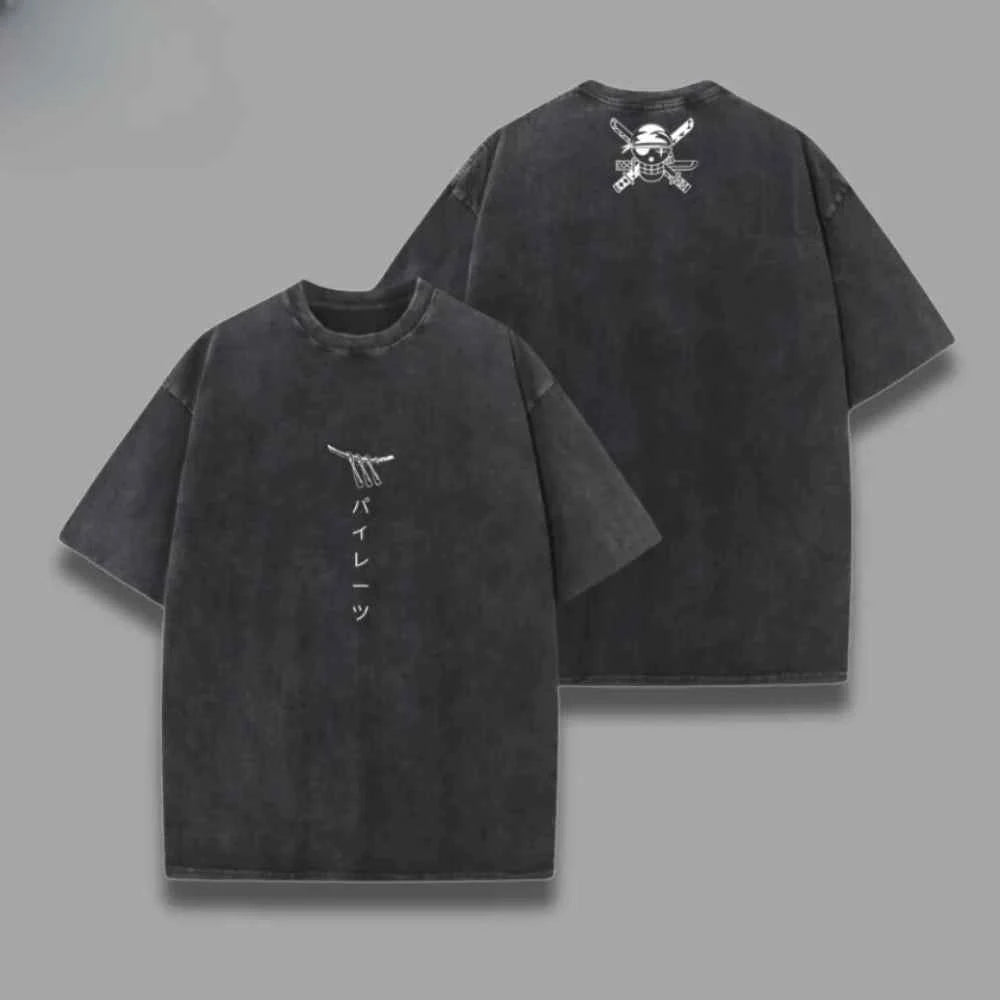 One Piece Skull Vintage Tee – Straw Hat Graphic Streetwear