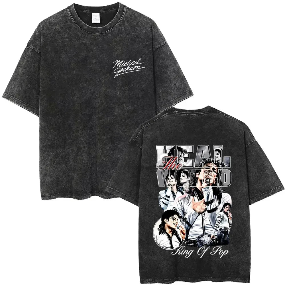 MJ King of Pop Washed Vintage Tee - Neon Districts