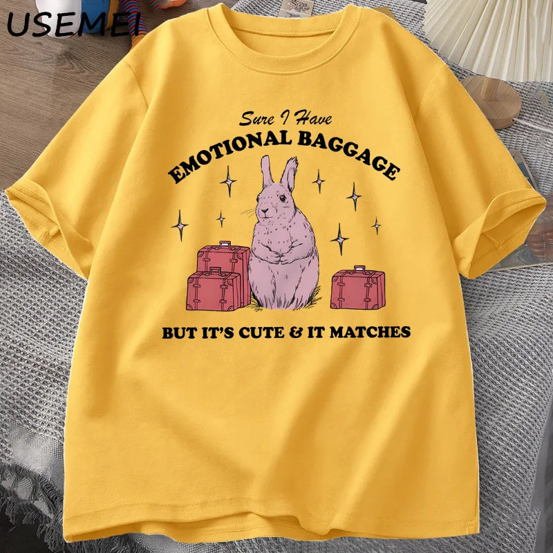 Sure, I Have Emotional Baggage — Vintage Rabbit Meme Women's Tee - Neon Districts