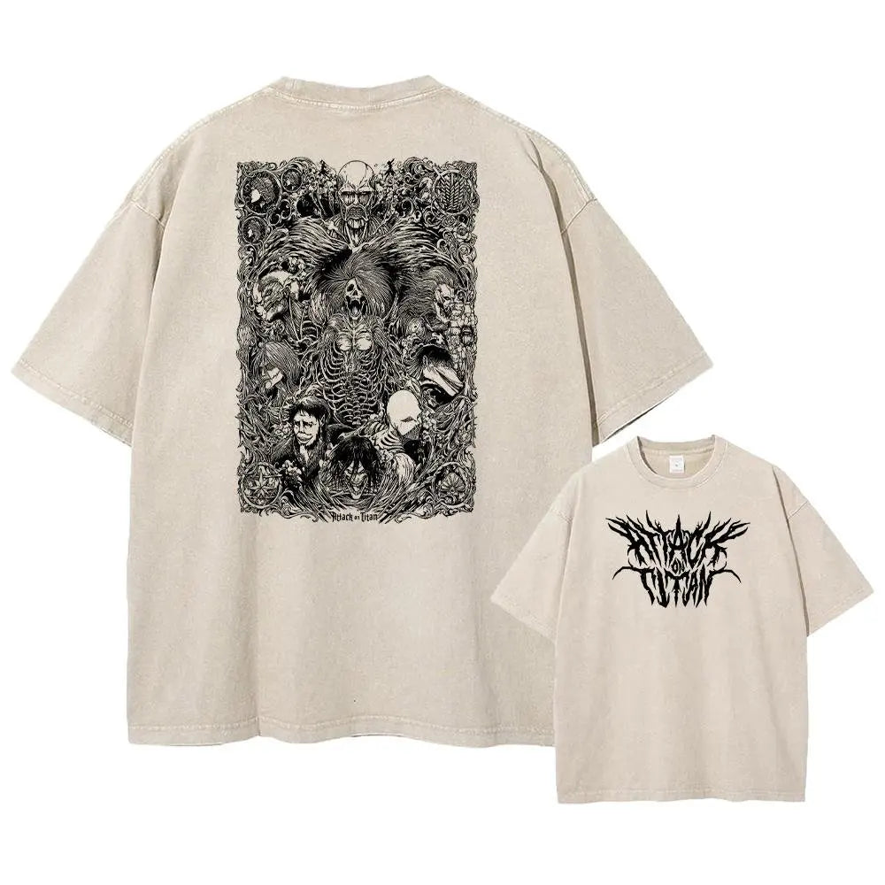 Attack on Titan Harajuku Oversized Tee – Vintage Washed
