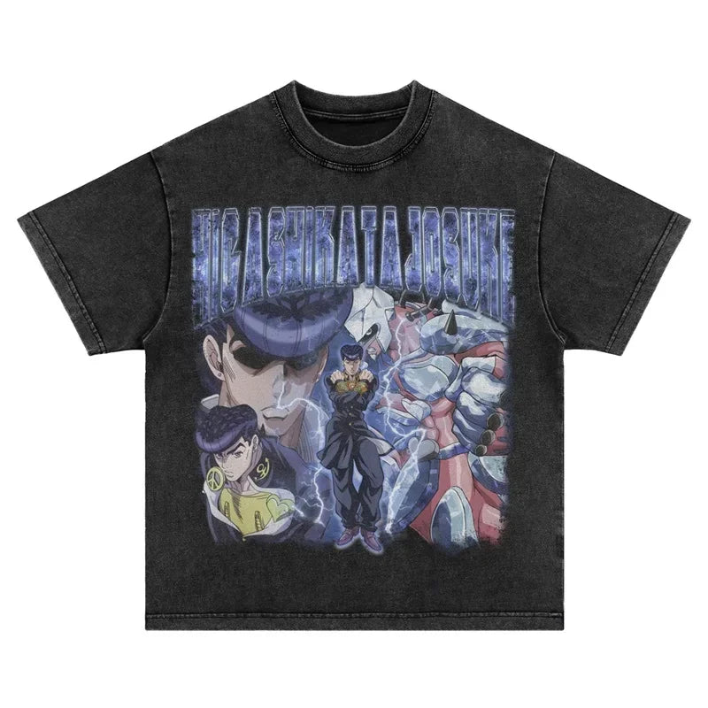 JoJo Steel Ball Run — Gyro Zeppeli Vintage Washed Streetwear Tee - Neon Districts