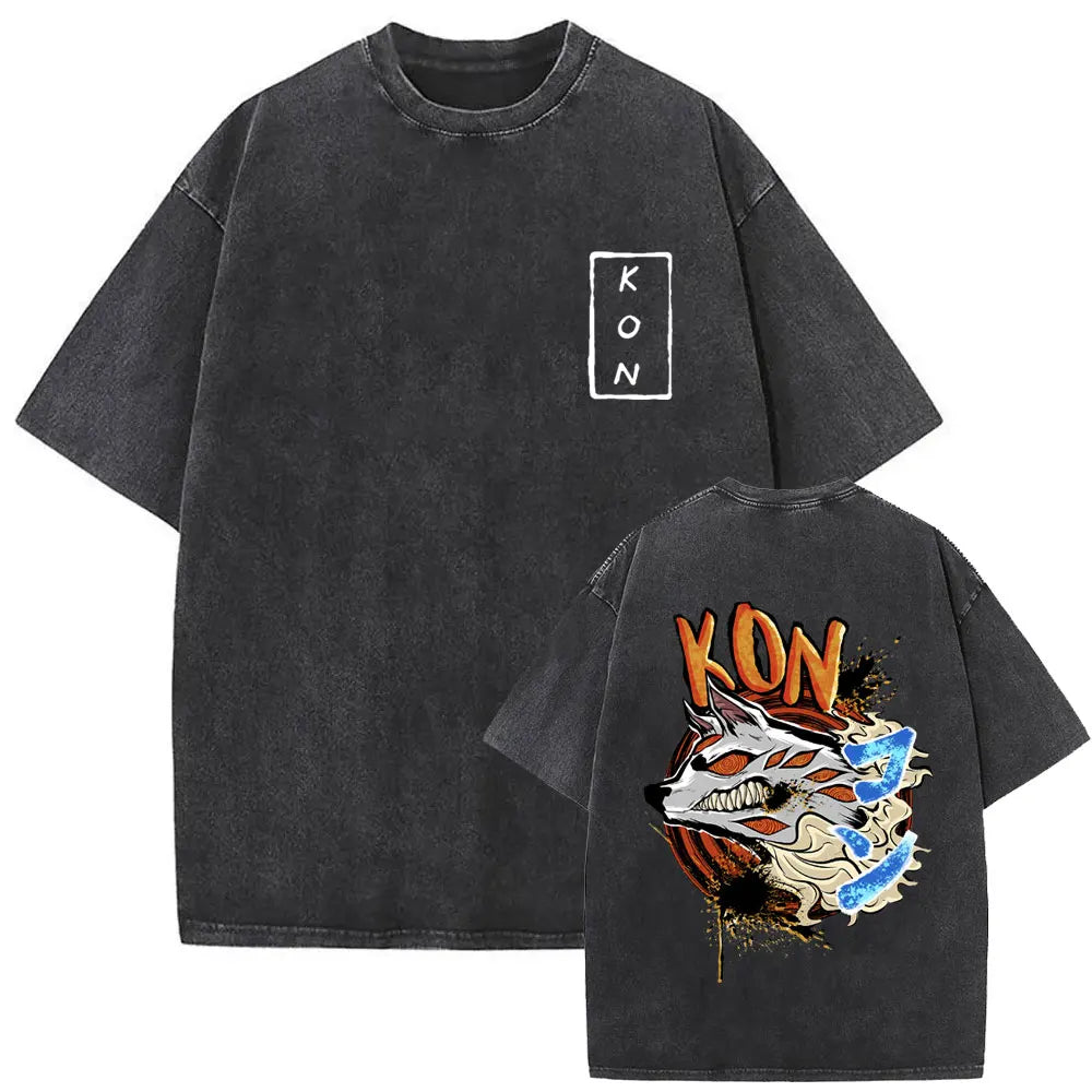 Chainsaw Man Denji & Pochita Vintage Tee – Washed Oversized Anime
