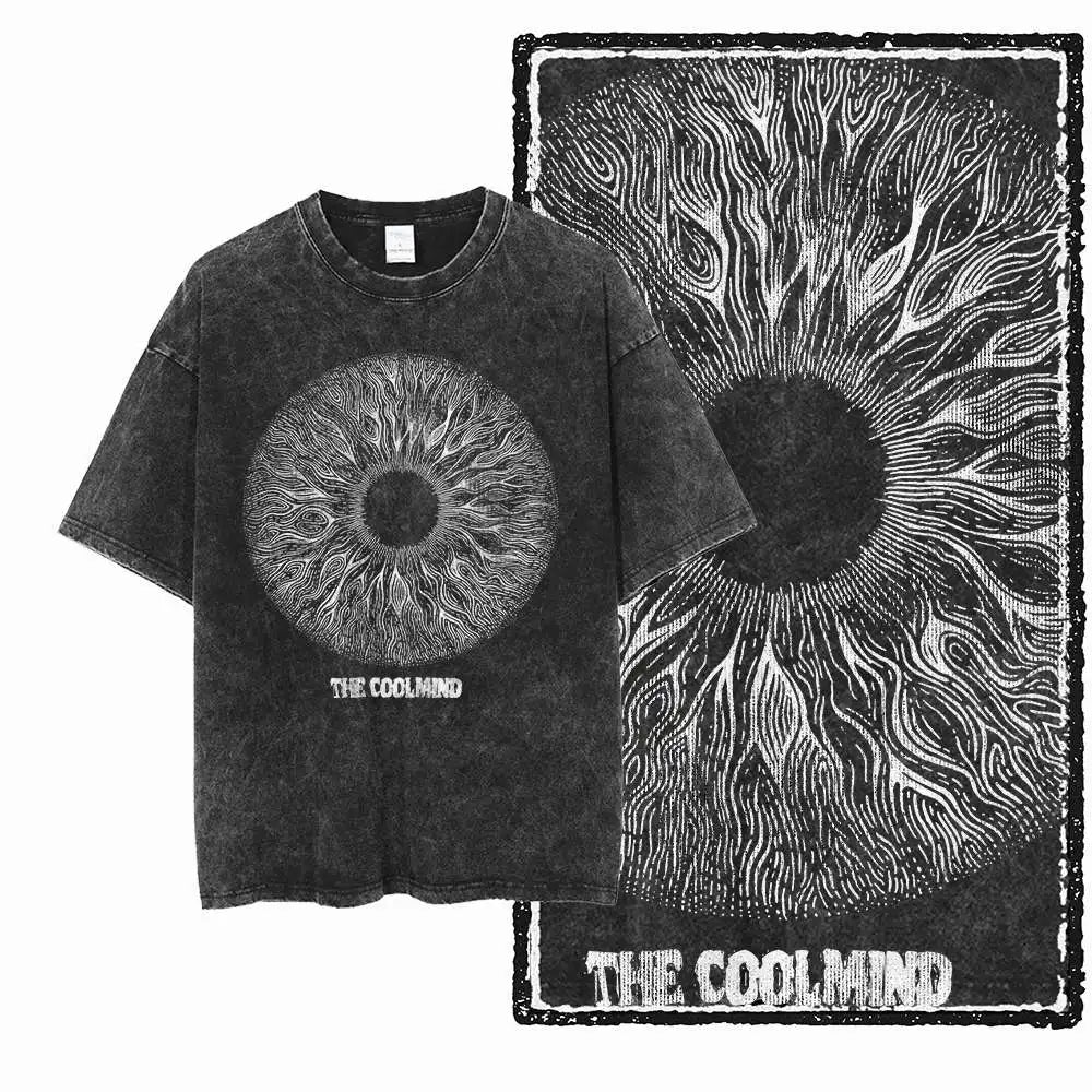 G12 Acid Washed Black Streetwear Tee – Oversized Vintage O-Neck
