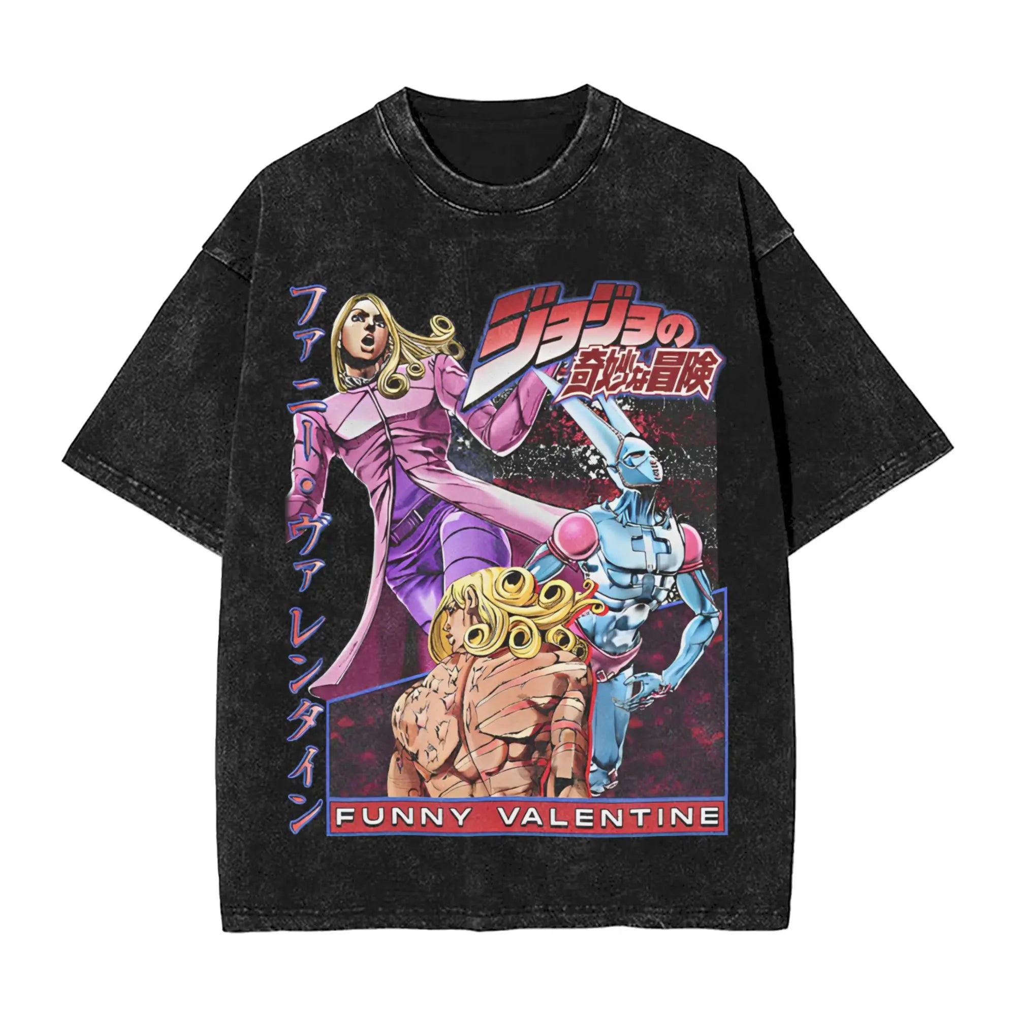 Gyro Zeppeli — JoJo Vintage Washed Oversized Anime Streetwear Tee - Neon Districts