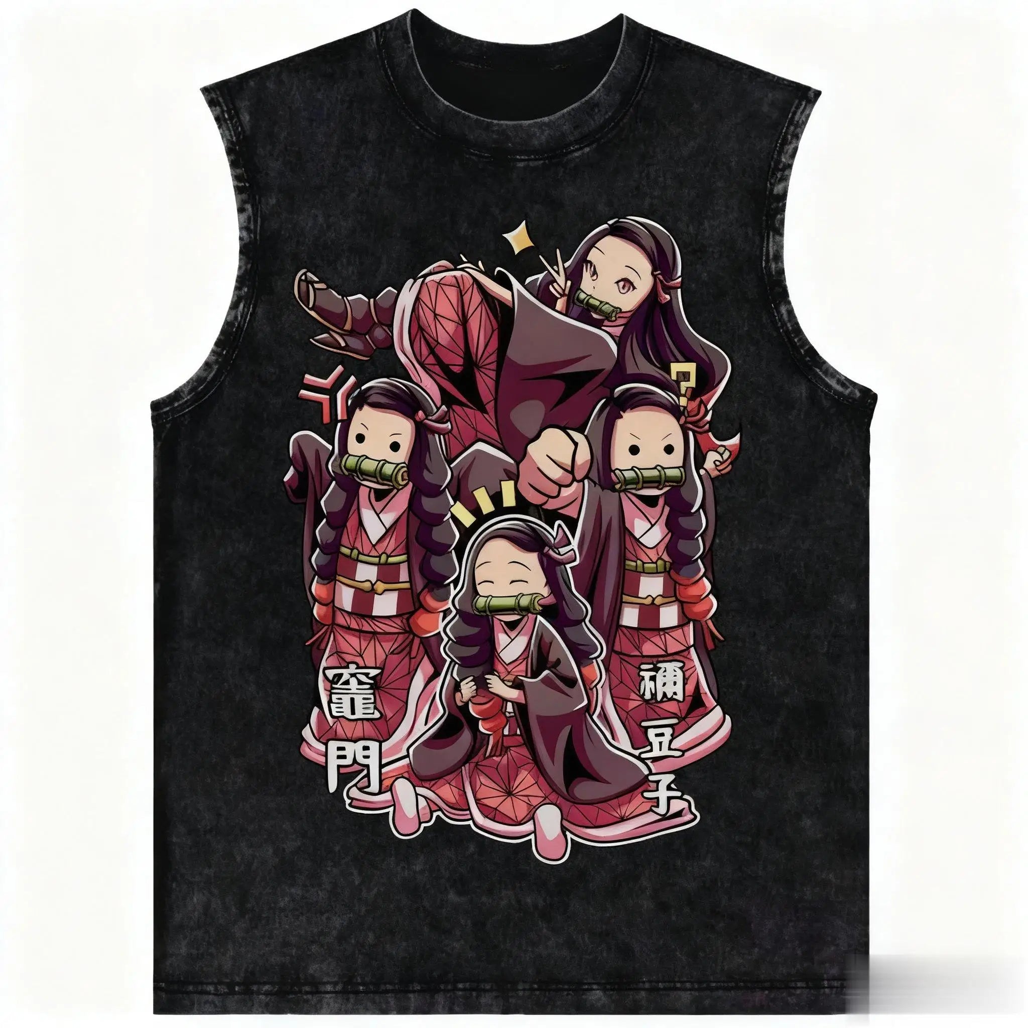 Demon Slayer — Harajuku Vintage Washed Tank Top - Neon Districts