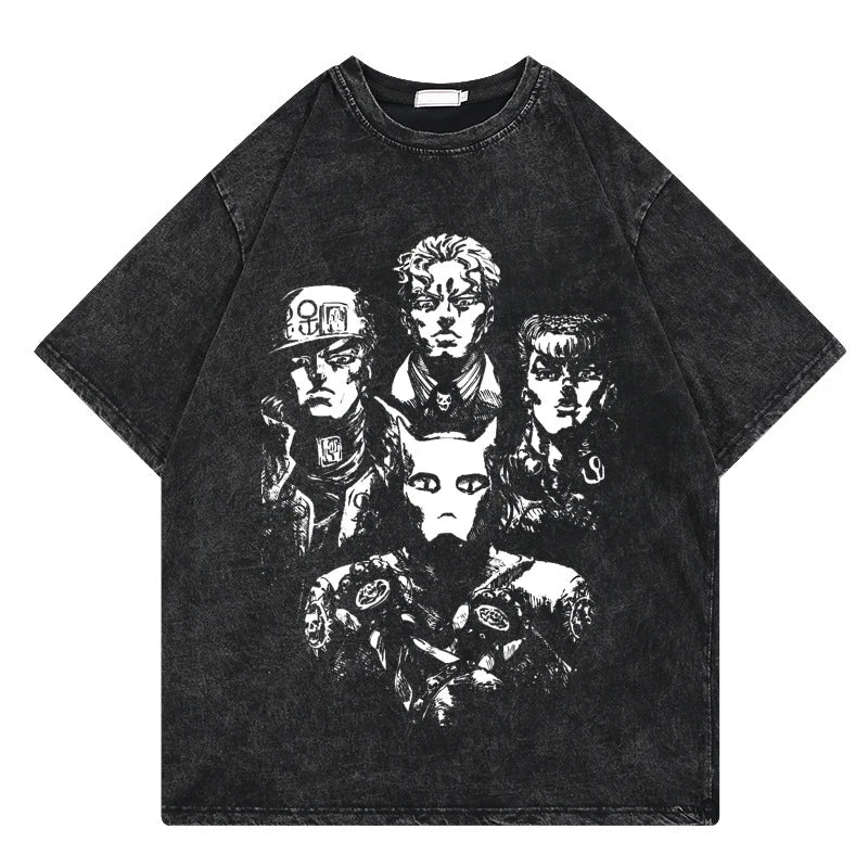 Gyro Zeppeli — JoJo Vintage Washed Oversized Anime Streetwear Tee - Neon Districts