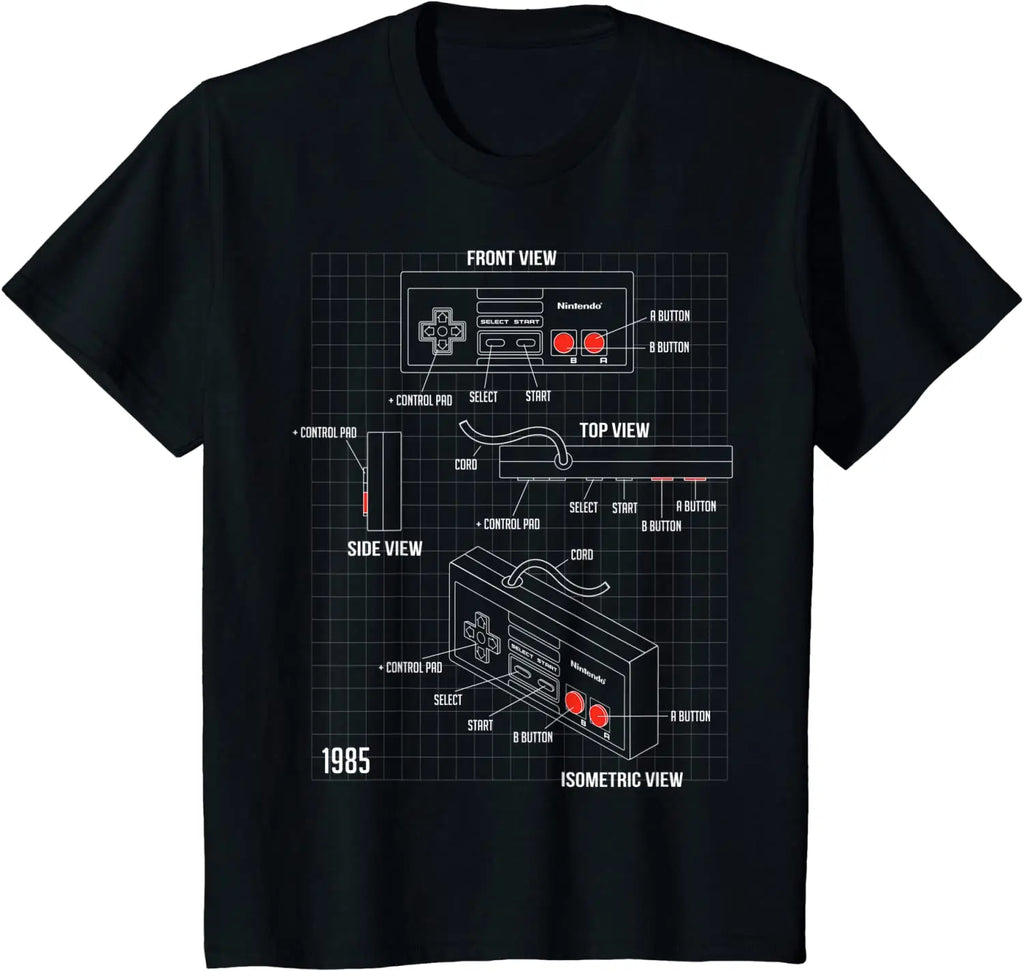 Nintendo NES — Controller Parts Schematic Graphic Tee - Neon Districts