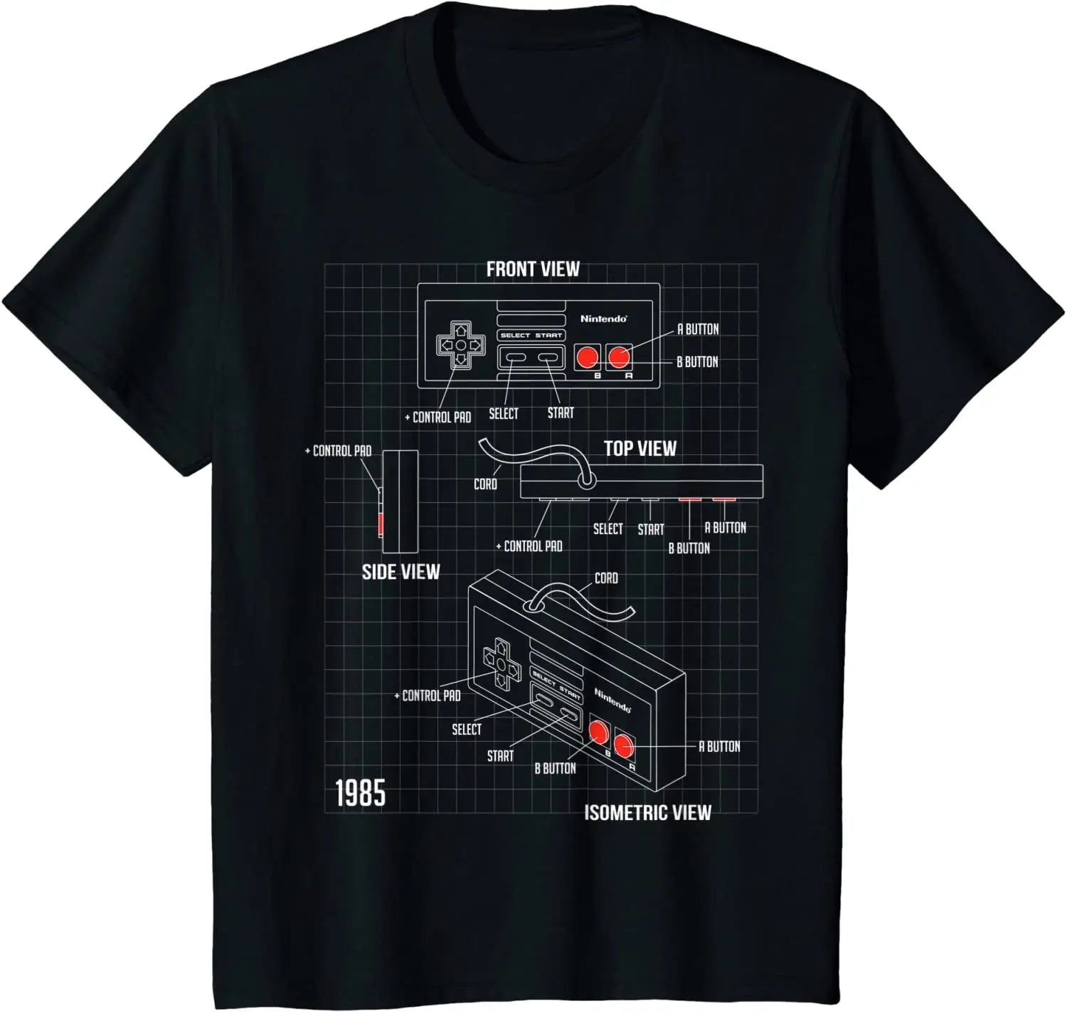 Nintendo NES — Controller Parts Schematic Graphic Tee - Neon Districts