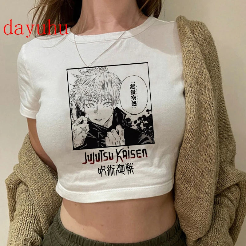 Jujutsu Kaisen Hip-Hop Crop Top – Y2K Gojo & Itadori Tee