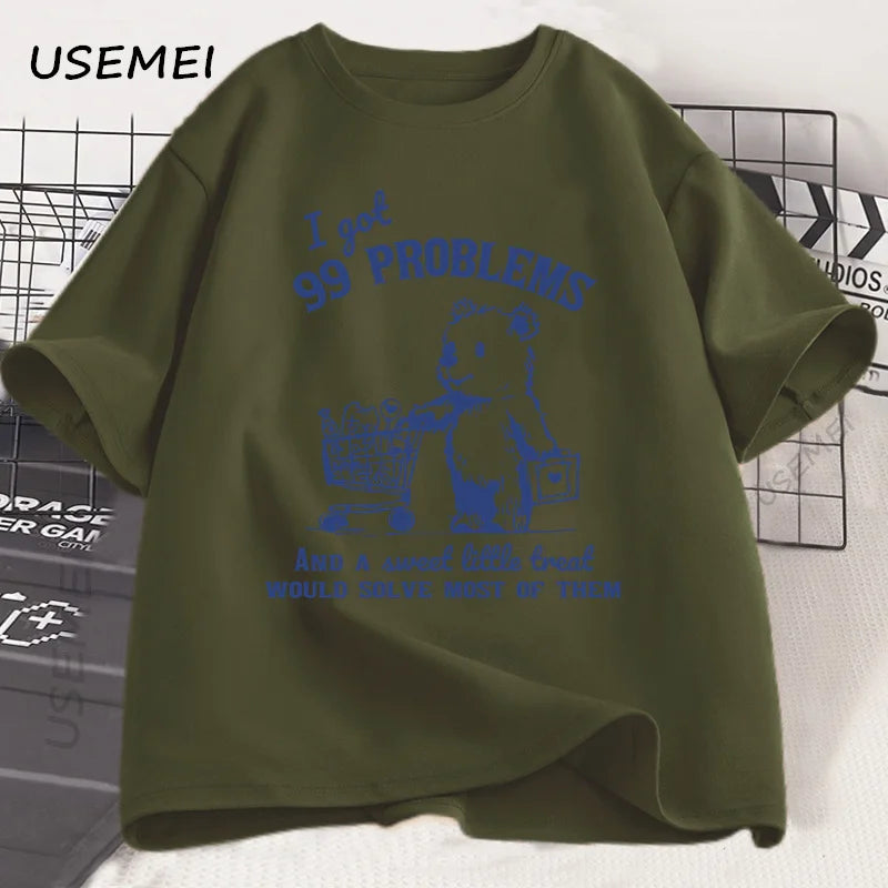 99 Problems — Cute Little Bear Meme Graphic Tee - Neon Districts