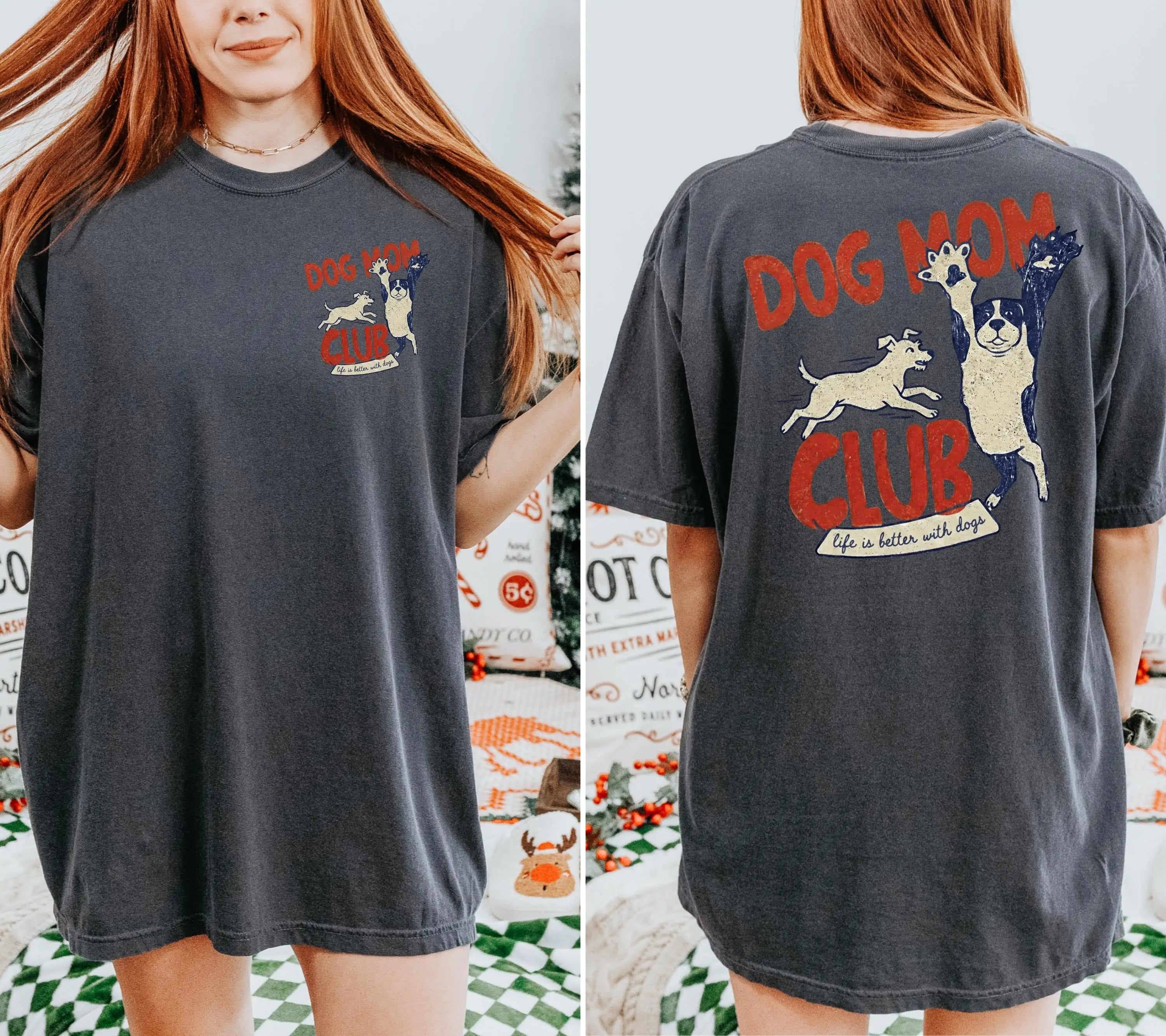 Dog Mom Club Retro Oversized Tee - Neon Districts