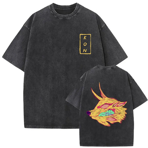 Chainsaw Man Denji & Pochita Vintage Tee – Washed Oversized Anime