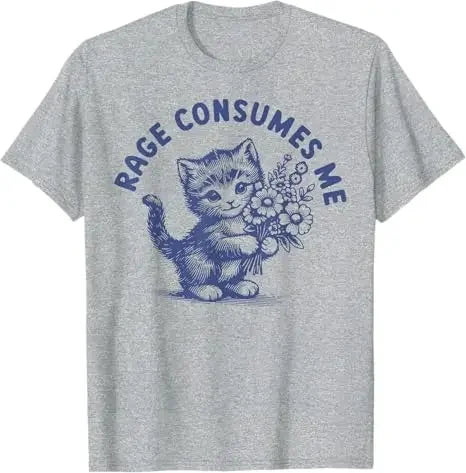 Rage Consumes Me — Cat Flower Kitty Meme Women's Graphic Tee - Neon Districts