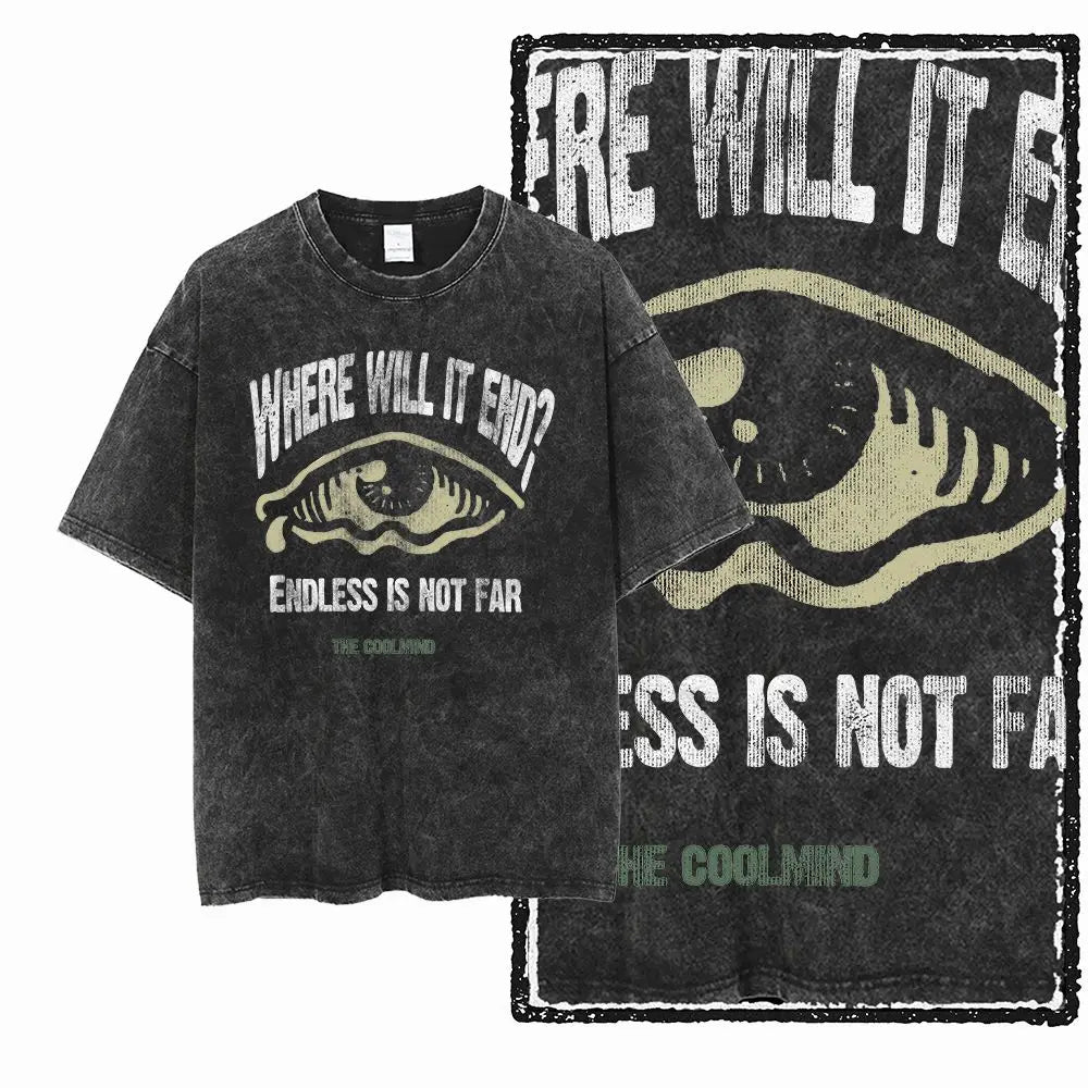G12 Acid Washed Black Streetwear Tee – Oversized Vintage O-Neck