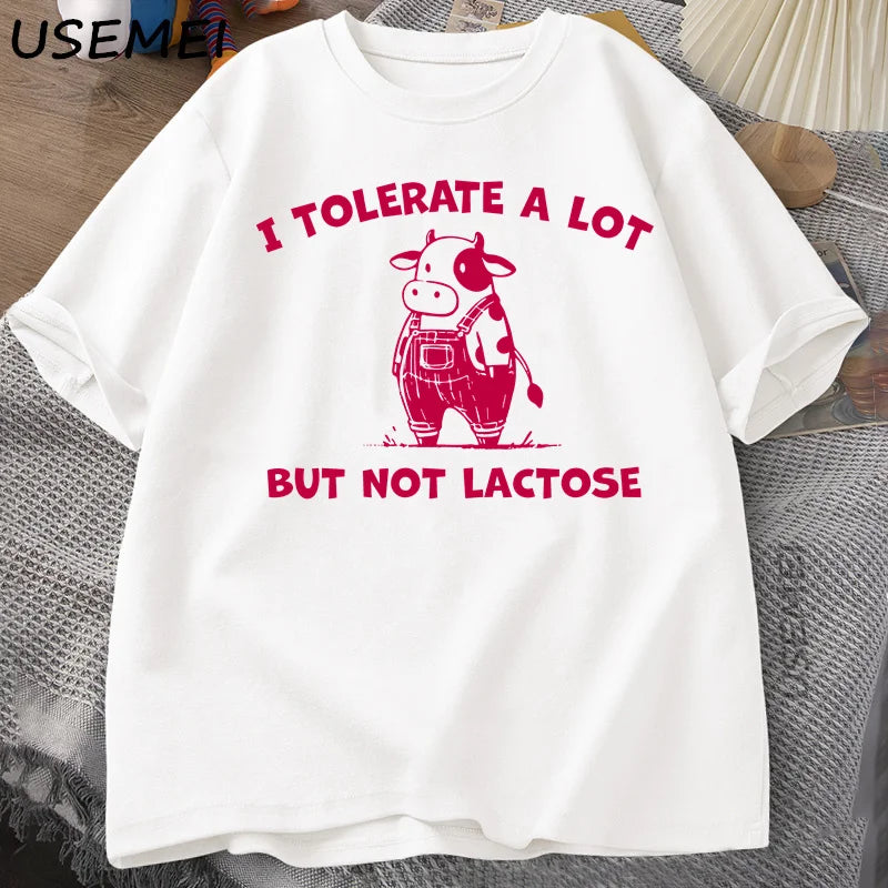 Lactose Intolerant — Cute Cow Y2K Humor Meme Graphic Tee - Neon Districts