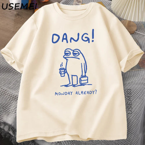 Dang, Monday Already — Cottagecore Frog Meme Graphic Tee - Neon Districts