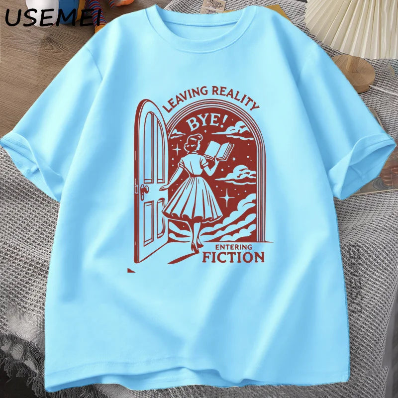 Leaving Reality, Entering Fiction — Bookish Vintage Graphic Tee - Neon Districts
