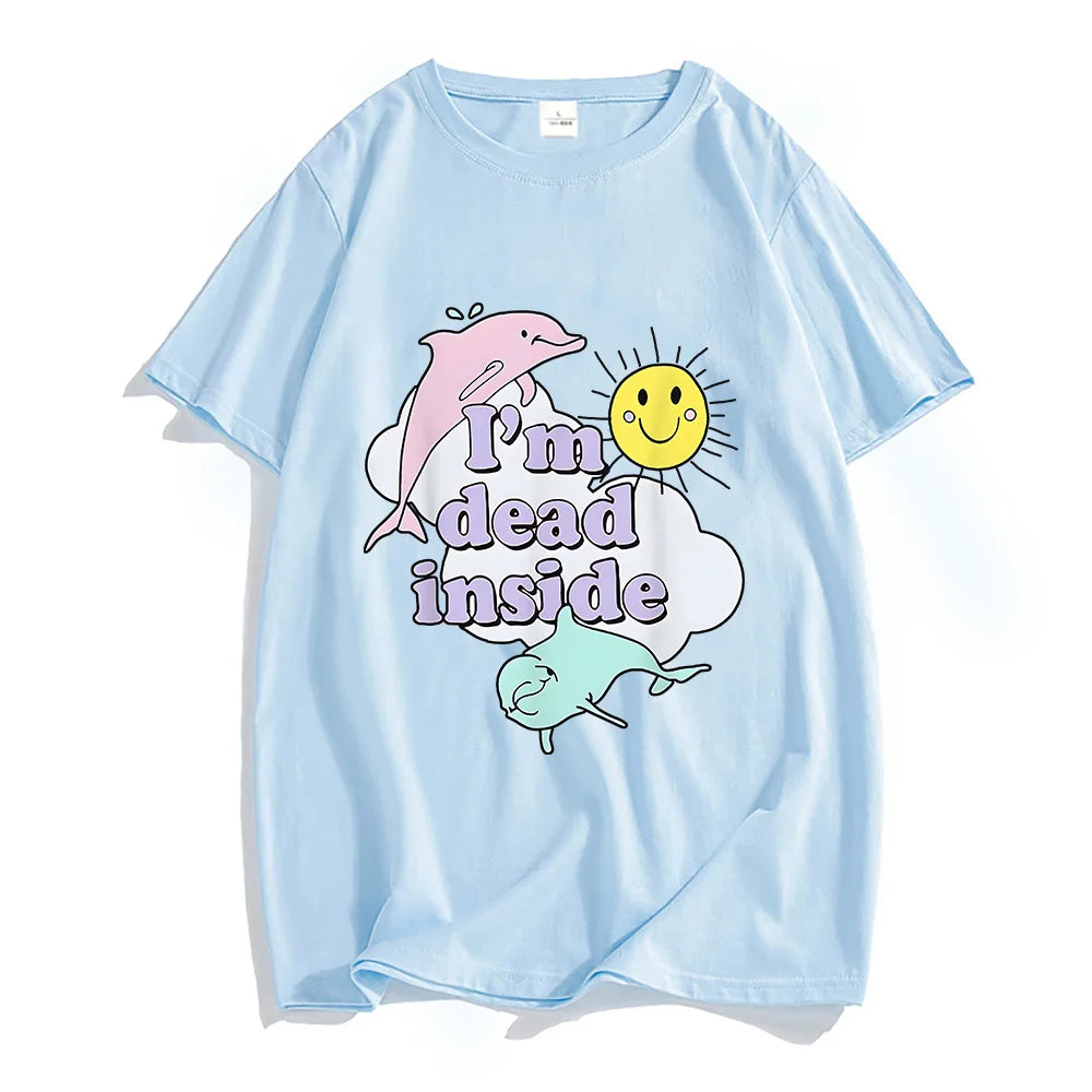 I'm Dead Inside — Dolphin Meme Trendy Graphic Tee - Neon Districts