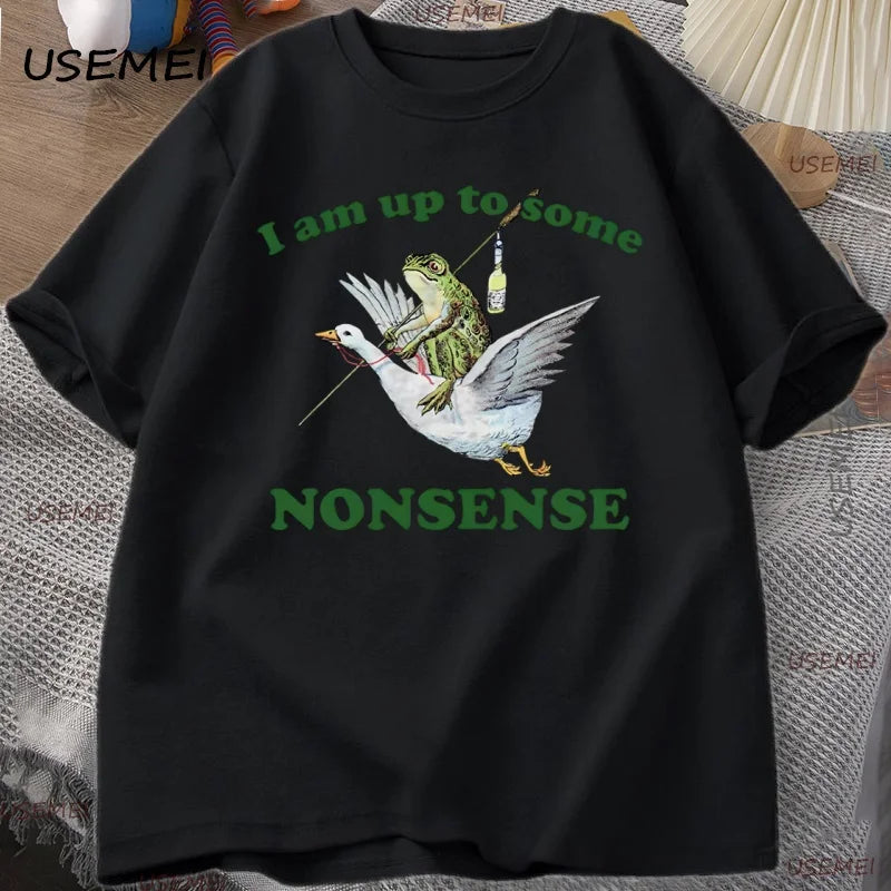 Up to Some Nonsense — Frog Meme Streetwear Graphic Tee - Neon Districts