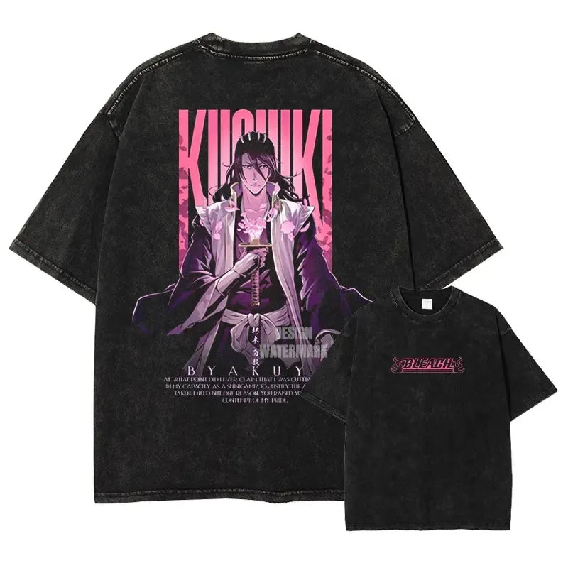 Bleach Aizen Sousuke Graphic Tee – Vintage Washed Oversized