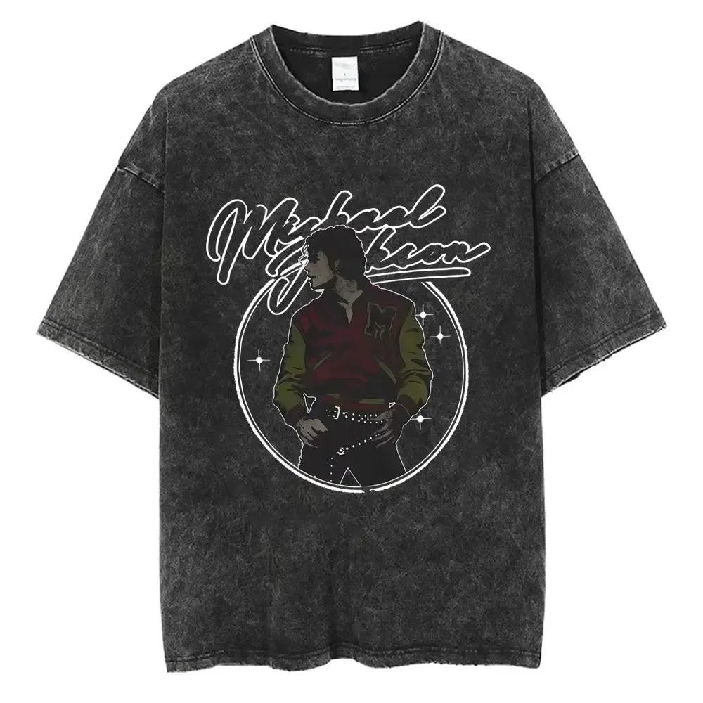 MJ King of Pop Washed Vintage Tee - Neon Districts