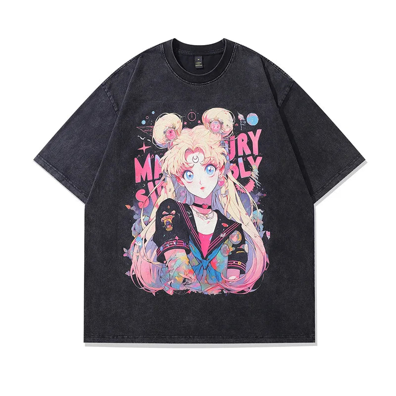 Sailor Moon — Vintage Washed Harajuku Oversized Tee - Neon Districts