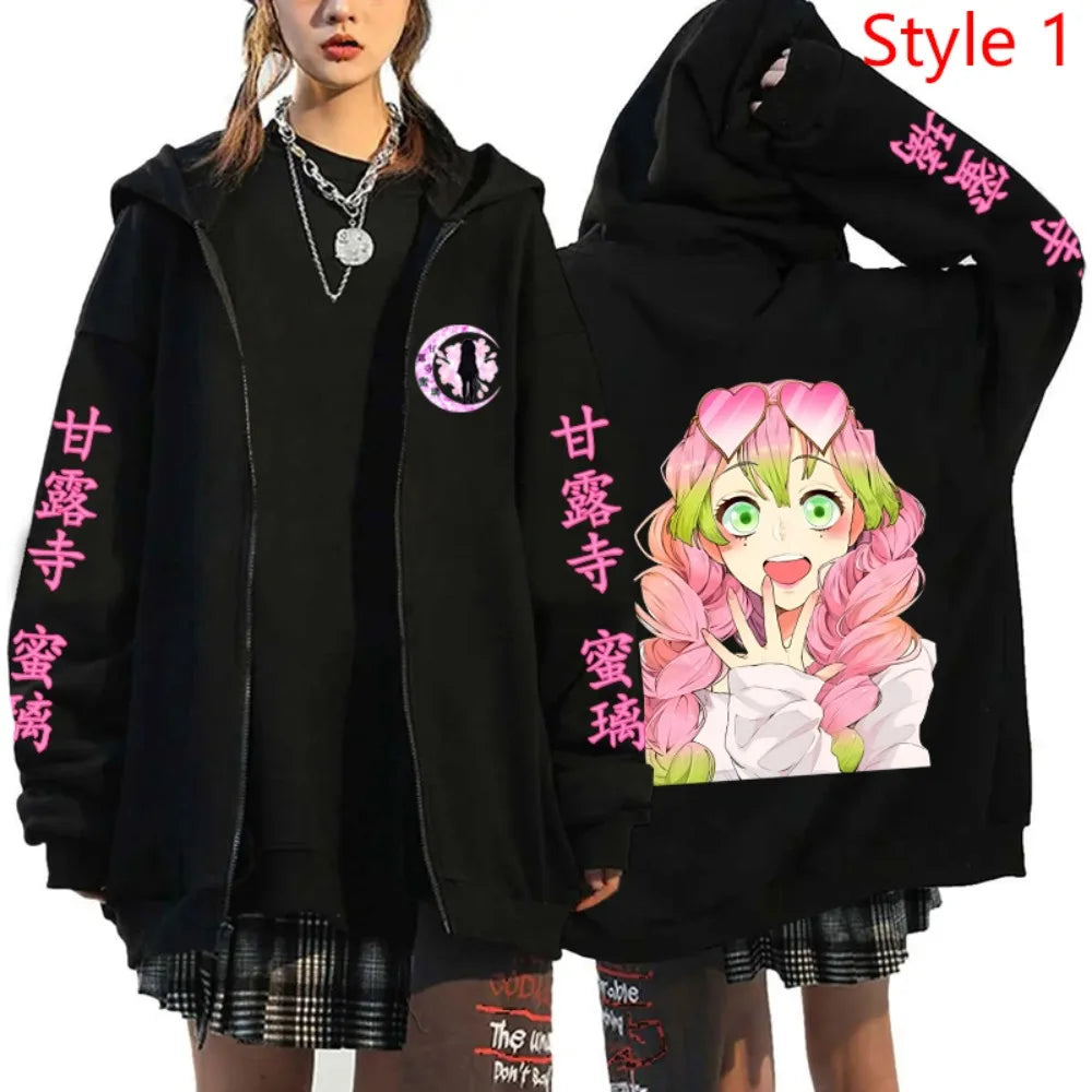 Demon Slayer Kanroji Mitsuri Zip Hoodie - Neon Districts